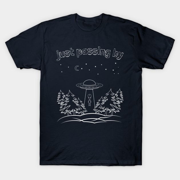 Just Passing By - Funny Alien T-Shirt by Souls.Print